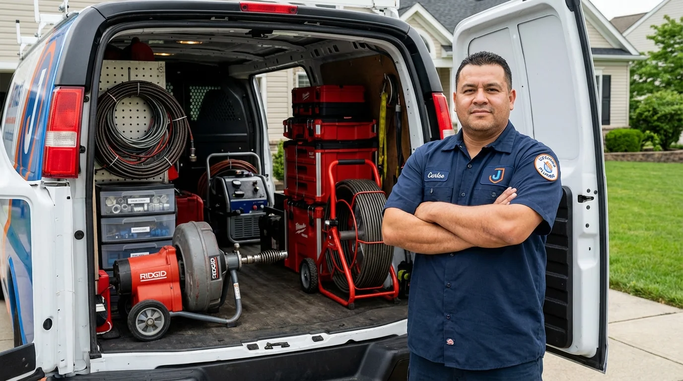 Professional drain cleaning equipment and Johns Plumbing LLC plumber in Evansville
